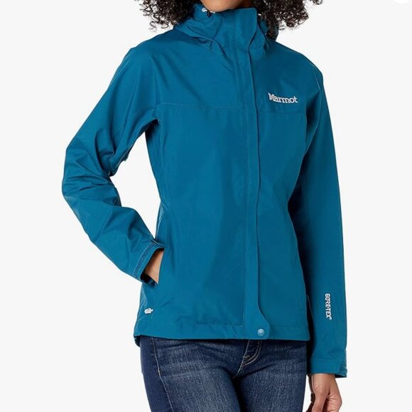 Marmot Minimalist Gore-Tex Paclite Jacket Women’s Small Shell Outdoors Blue Hood - Picture 1 of 11